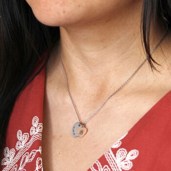 Personalised Stainless Steel Double Heart Charm Necklace, 2 of 8