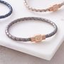 Personalised Leather Rose Gold Plated Clasp Bracelet, thumbnail 1 of 8