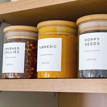 Set Of Spice Jars With Custom Labels, 11 of 11