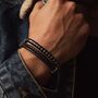 Men's Adjustable Black Onyx And Silver Hematite Bracelet – Stylish, Modern Gemstone Jewellery For Him, thumbnail 2 of 5