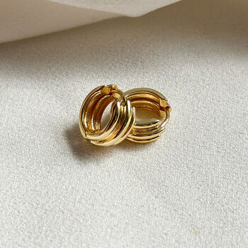 Elodie Ridged Chunky Huggie Hoops, 3 of 3