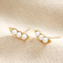 Gold Plated Pearl Three Peas In A Pod Stud Earrings, thumbnail 1 of 5