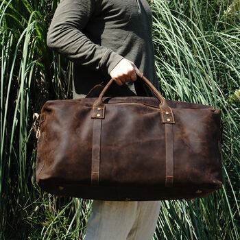 Genuine Leather Holdall Luggage, 2 of 12