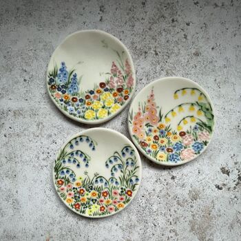 Blue Foxgloves Handmade Hand Painted Trinket Dish, 4 of 4