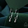 Sterling Silver Droplet Dangle Hoop Earrings, thumbnail 1 of 11