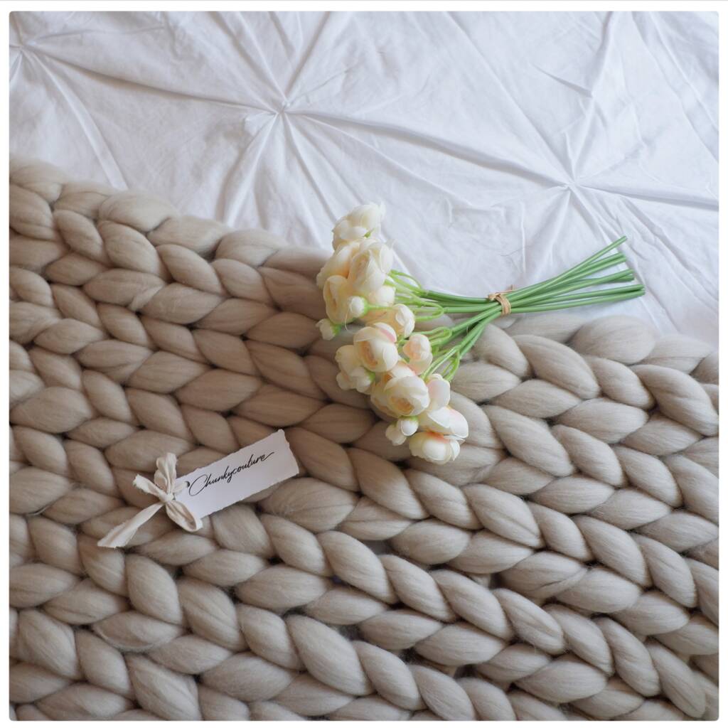 Knitted Merino Wool Blanket By Chunkycouture