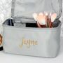 Personalised Gold Name Grey Makeup Wash Bag Vanity Case, thumbnail 3 of 5