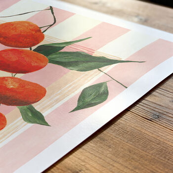 Vintage Clementine Kitchen Wall Art | Hand Painted Fruit Print, 3 of 13