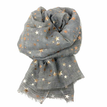 Stars Silver And Rose Gold Foil Scarf, 7 of 9