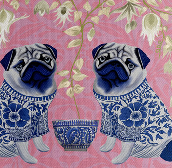 Chinoiserie Pug Lampshade On Pink, 3 of 5