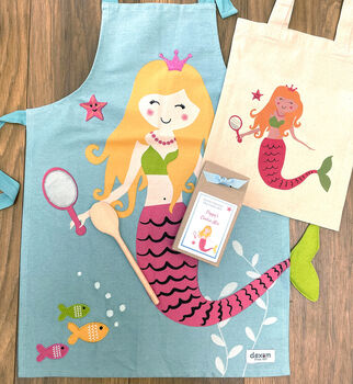 Personalised Kids Mermaid Baking Kit With Apron, 2 of 9