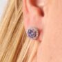 Sterling Silver Lavender Halo Radiance Sparkling Stud Earrings, thumbnail 3 of 8