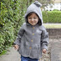 Personalised Grey Knitted Flare Hooded Cardigan, thumbnail 7 of 9