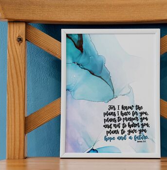 For I Know The Plans Watercolour Print Jeremiah 29:11, 5 of 6