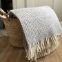 Waffle Wool Throw In Charcoal, thumbnail 1 of 4