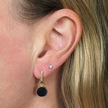 Circle Sapphire September Birthstone Earrings, Gold, 2 of 6