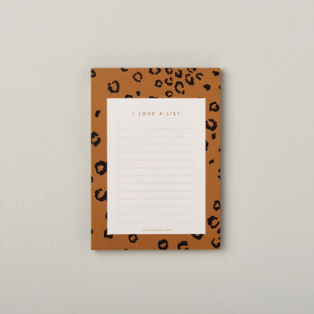 A6 I Love Lists Notepad, Cheetah Print, 7 of 10