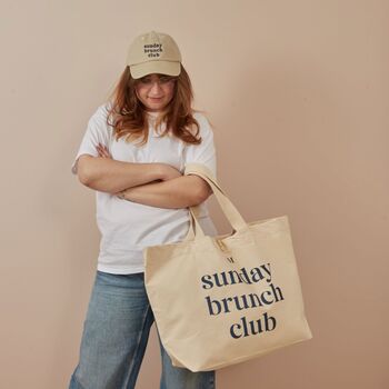 Personalised Cotton Canvas Slogan Tote Bag In Navy Blue Font, 4 of 4