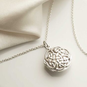 Sterling Silver Round Celtic Locket Necklace, 3 of 6