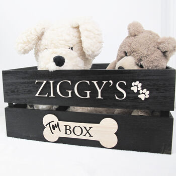Large Black Dog Toy Storage Box With Raised Design, 5 of 9