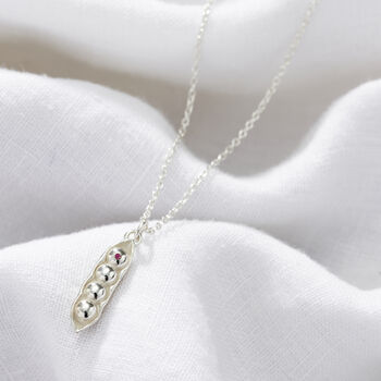Birthstone Pea Pod Charm Necklace, 3 of 9
