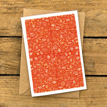 Orange Seaweed Pattern Greeting Card, 3 of 4