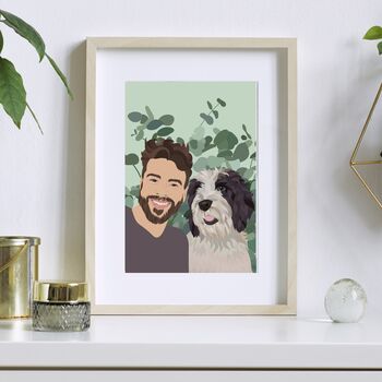 Pet Portrait In Nature Leaves Custom Dad Gift, 2 of 8