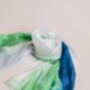 100% Mulberry Silk Scarf, Ombre Blue Green White, thumbnail 5 of 5