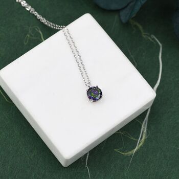 Sterling Silver Mystic Black Cz Pendant Necklace, 2 of 10