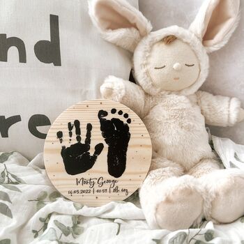 Baby Hand Foot Print Wooden Plaque Keepsake, 5 of 6