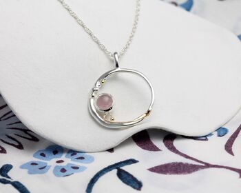 Rose Quartz Sterling Silver Pendant, 3 of 8