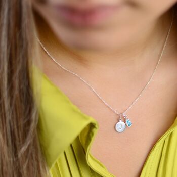 Personalised Sterling Silver Initial And Teardrop Birthstone Necklace, 4 of 8