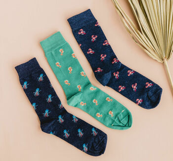 Ethical Organic Cotton Seahorse Socks, 4 of 6