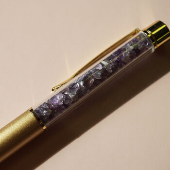 Gold Amethyst Crystal Ball Point Pen, 2 of 6