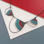 Silver Geometric Curve Statement Necklace, thumbnail 2 of 5