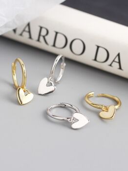 Gold Plated Or Sterling Silver Love Heart Hoop Earrings, 5 of 7
