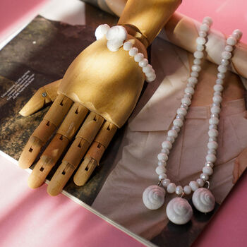 White Shell Necklace And Bracelet Set, 5 of 7