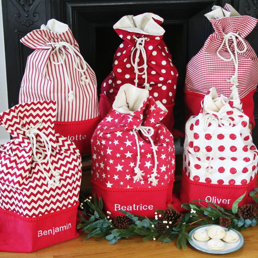 luxury personalised christmas santa sack by hide & seek textiles