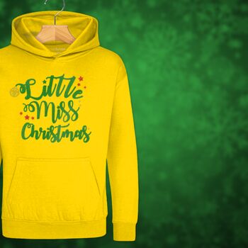 'Little Miss Christmas' Glittery Girls Christmas Jumper Hoodie, 6 of 12