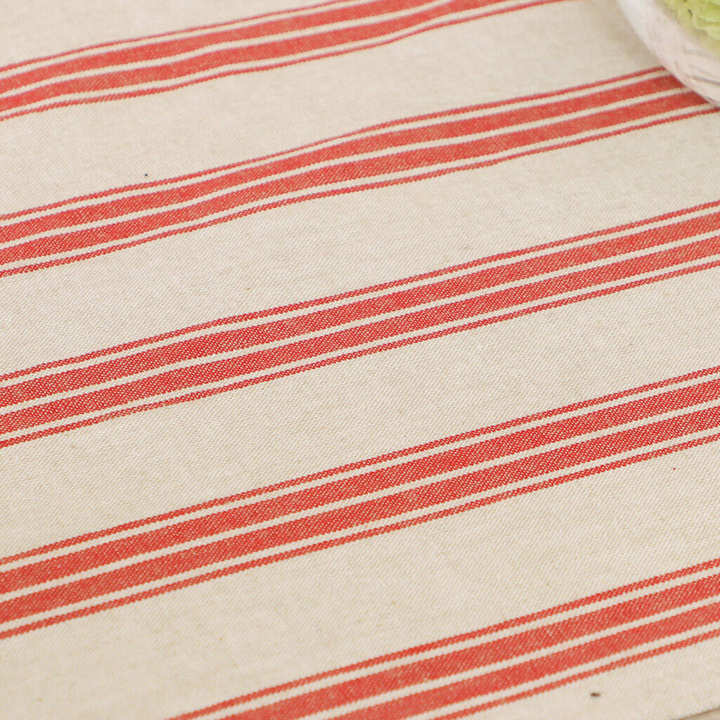 12x36 inches Red and white striped table runner 