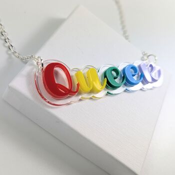 Queer Necklace In Acrylic, Lgtbi Necklace, Rainbow Gift, 5 of 7