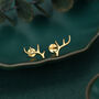 Sterling Silver Antler 16 G Internally Threaded Flat Back Earrings, thumbnail 6 of 12