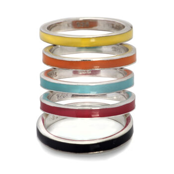 Colorful Enamel Stackable Bands In Silver, 7 of 10