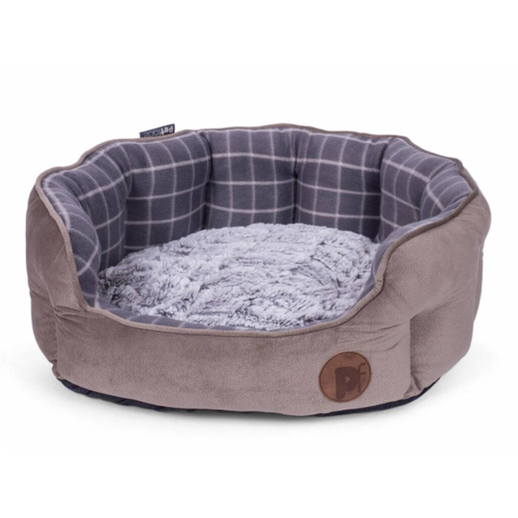 Grey Checked Oval Dog Bed By Blackdown Lifestyle | notonthehighstreet.com