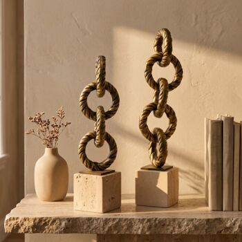 Handcrafted Brass Chain Sculpture Set Of Two, 5 of 6
