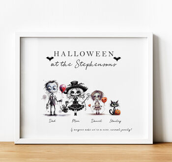 Personalised Halloween Skeleton Family Print | Gift For Mum, 2 of 5
