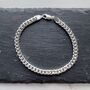 Mens Sterling Silver Chunky Flat Curb Bracelet, thumbnail 2 of 7