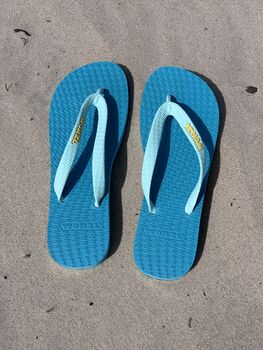 Vibrant Teal Rubber Flip Flops, 4 of 12