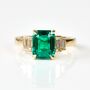 One Of A Kind Lab Grown Emerald Cut Green Diamond Engagement Ring, thumbnail 1 of 6