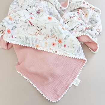 Organic Muslin Floral Baby Blanket, 5 of 12